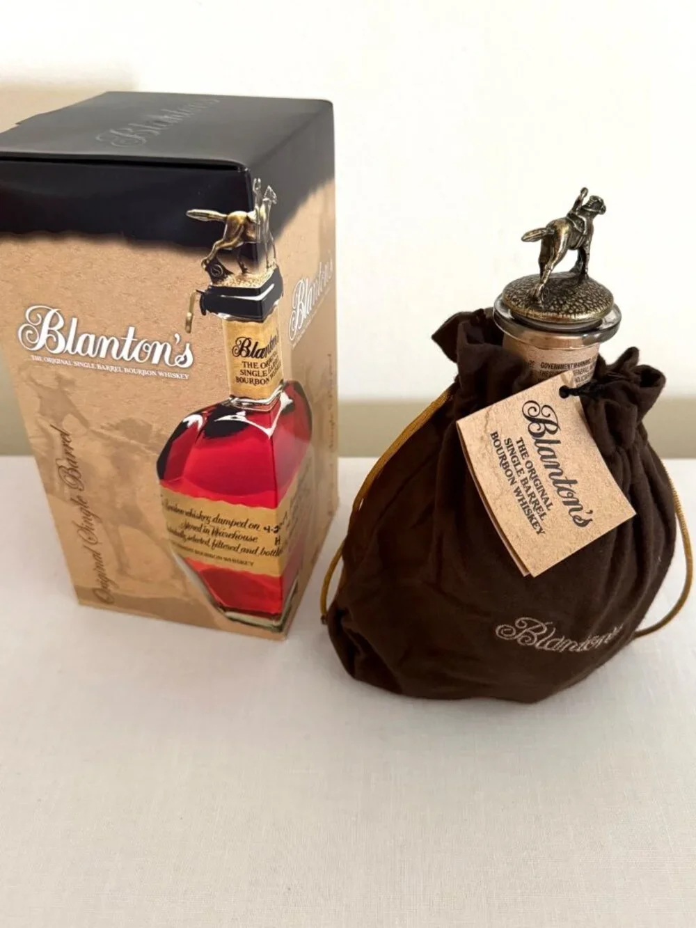 Blanton's Empty 750ml Bourbon Bottle S Horse Stopper Box Bag Collectible